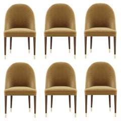 Contemporary Dining Chairs in Camel Velvet, Set of 6