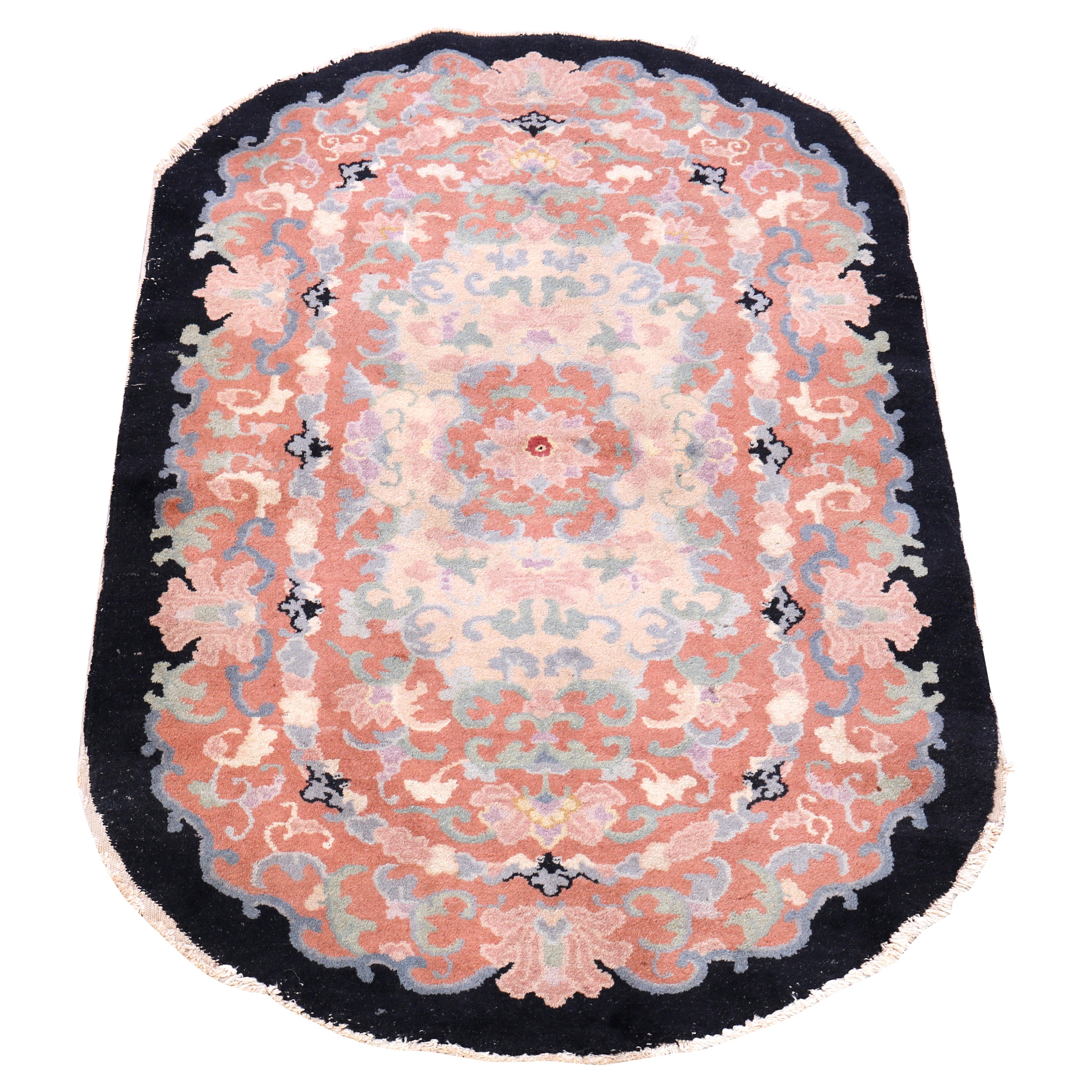 Art Deco Chinese Oriental Wool Oblong Rug, c1930 at 1stDibs