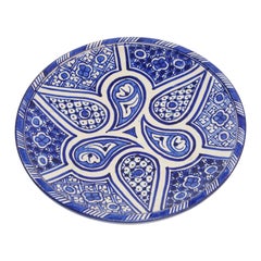 Moroccan Ceramic Plate Blue and White Handcrafted in Fez