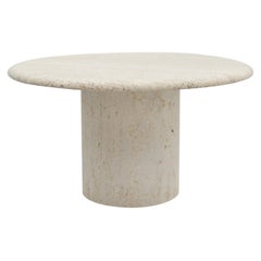 Round Travertine Coffee Table by Up & Up Italy, 1970s