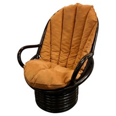 Retro Bamboo Swivel Lounge Chair 1970