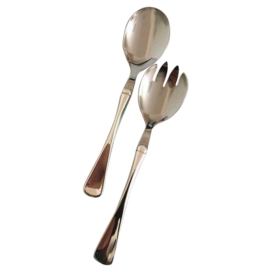 Patricia W&S Sorensen Salad Servers in Silver and Stainless Steel For Sale