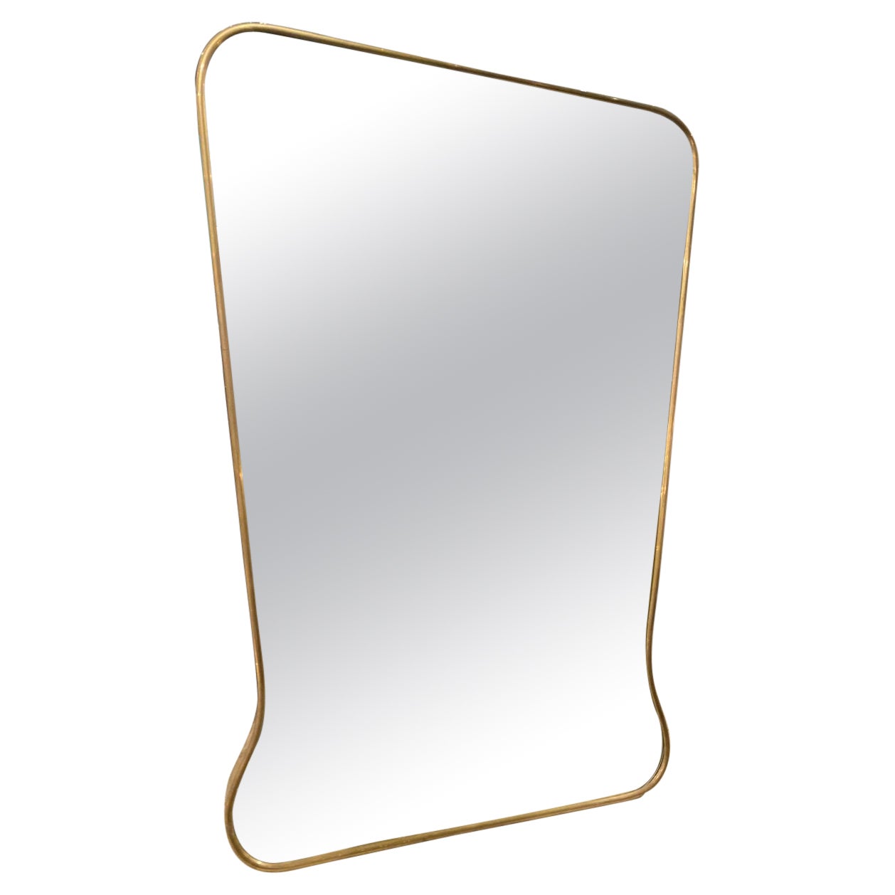 Wonderfully Formed Brass Mirror, 1960s, Italy