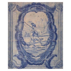 Panneau portugais du 18e siècle Azulejos « Scène de chasse »