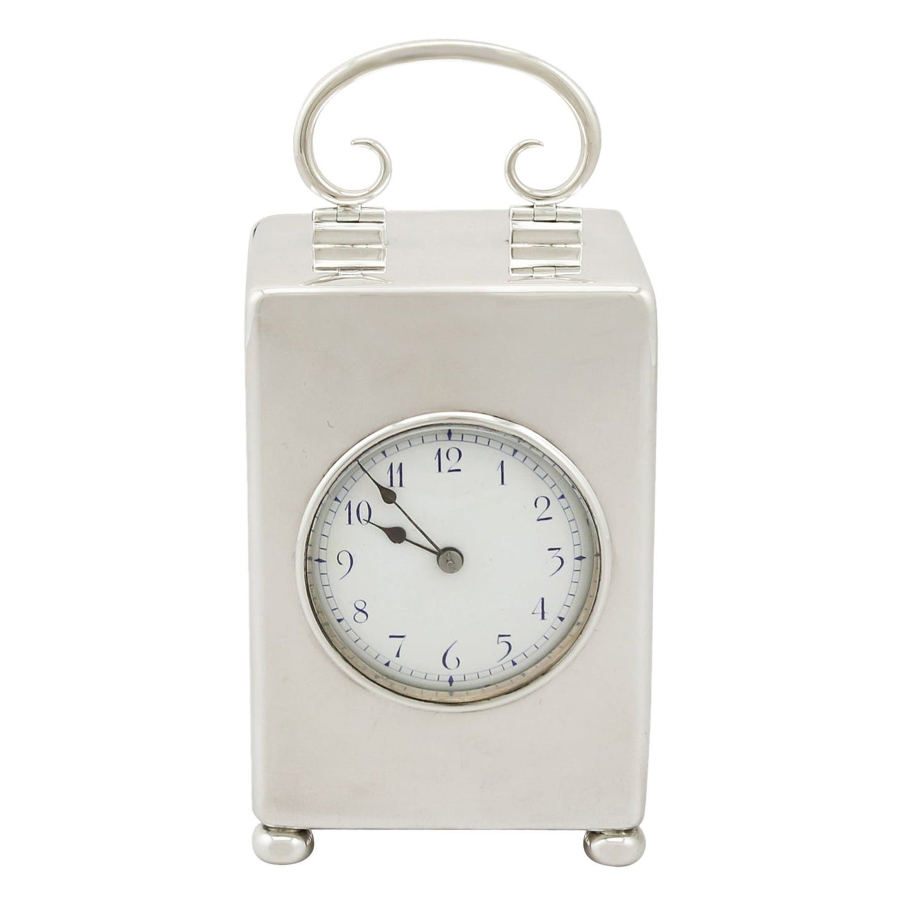 Antique Victorian Sterling Silver Mantle Carriage Clock, 1899 For Sale