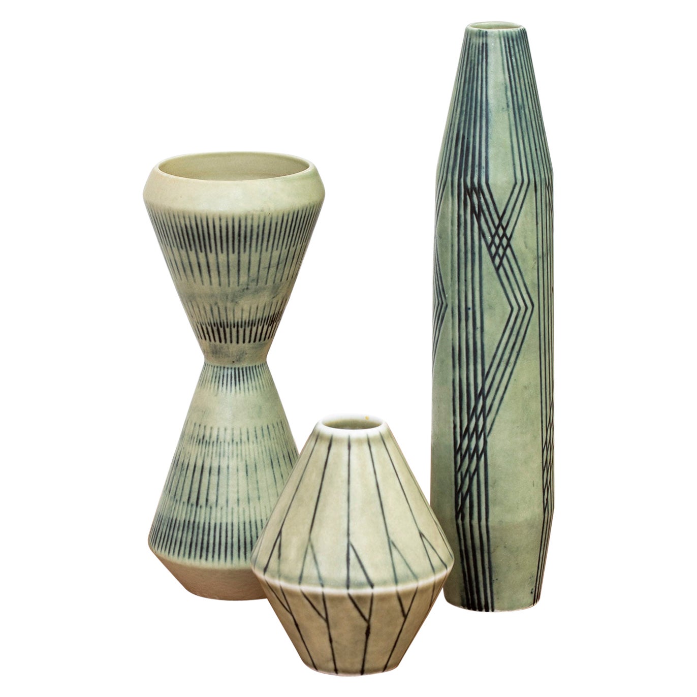 Set of Three Stoneware Vases by Carl-Harry Stålhane, Rörstrand, 1950s