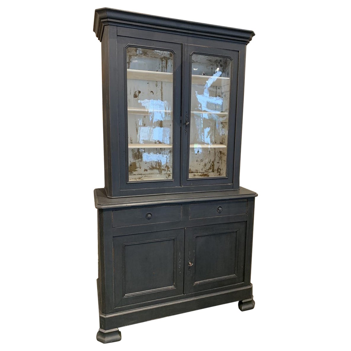 Early 1900 Two Part French Display Cabinet / Tallboy