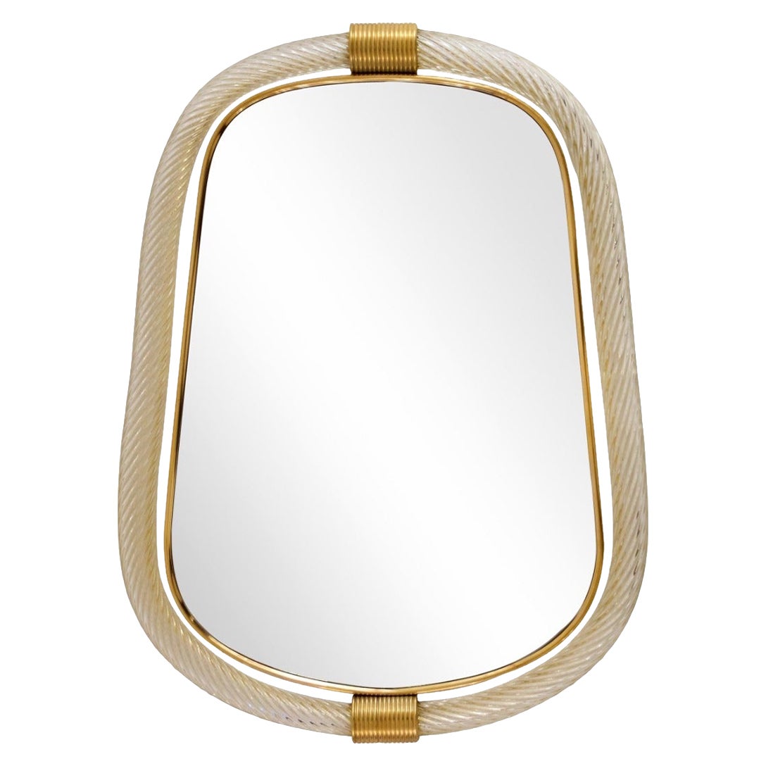 Torchon Oval Mirror by Ongaro e Fuga, Murano For Sale