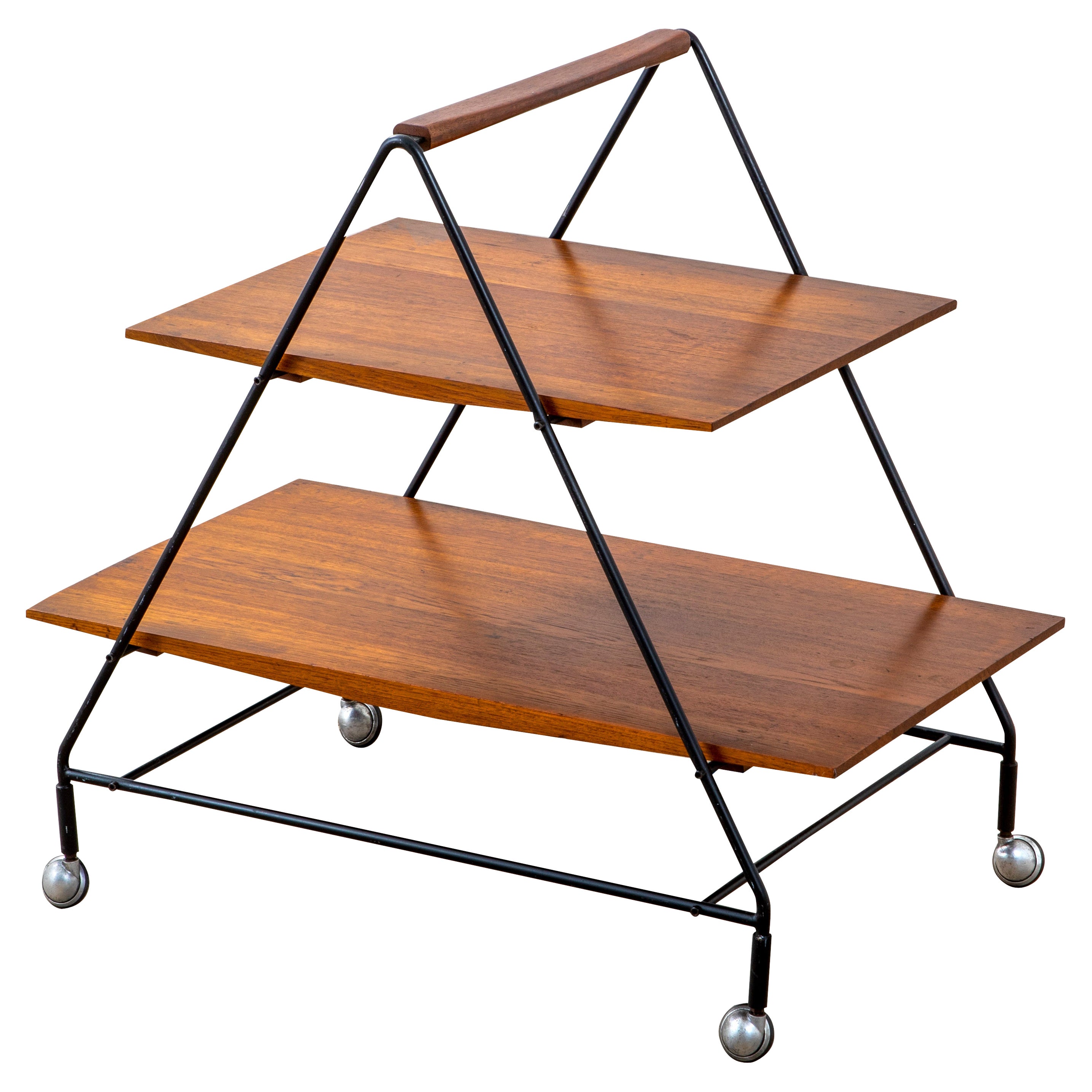 20th Century Ico Parisi Bar Cart in Wood and Metal with Two Trays for MiIM '60s