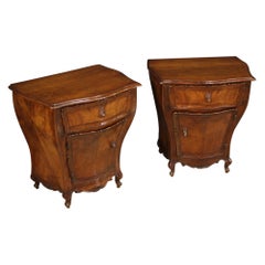 Pair of 20th Century Walnut Burl and Beech Wood Venetian Bedside Tables, 1950