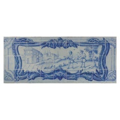 Panneau " Azulejos " portugais du XVIIIe siècle " Scène de campagne ".