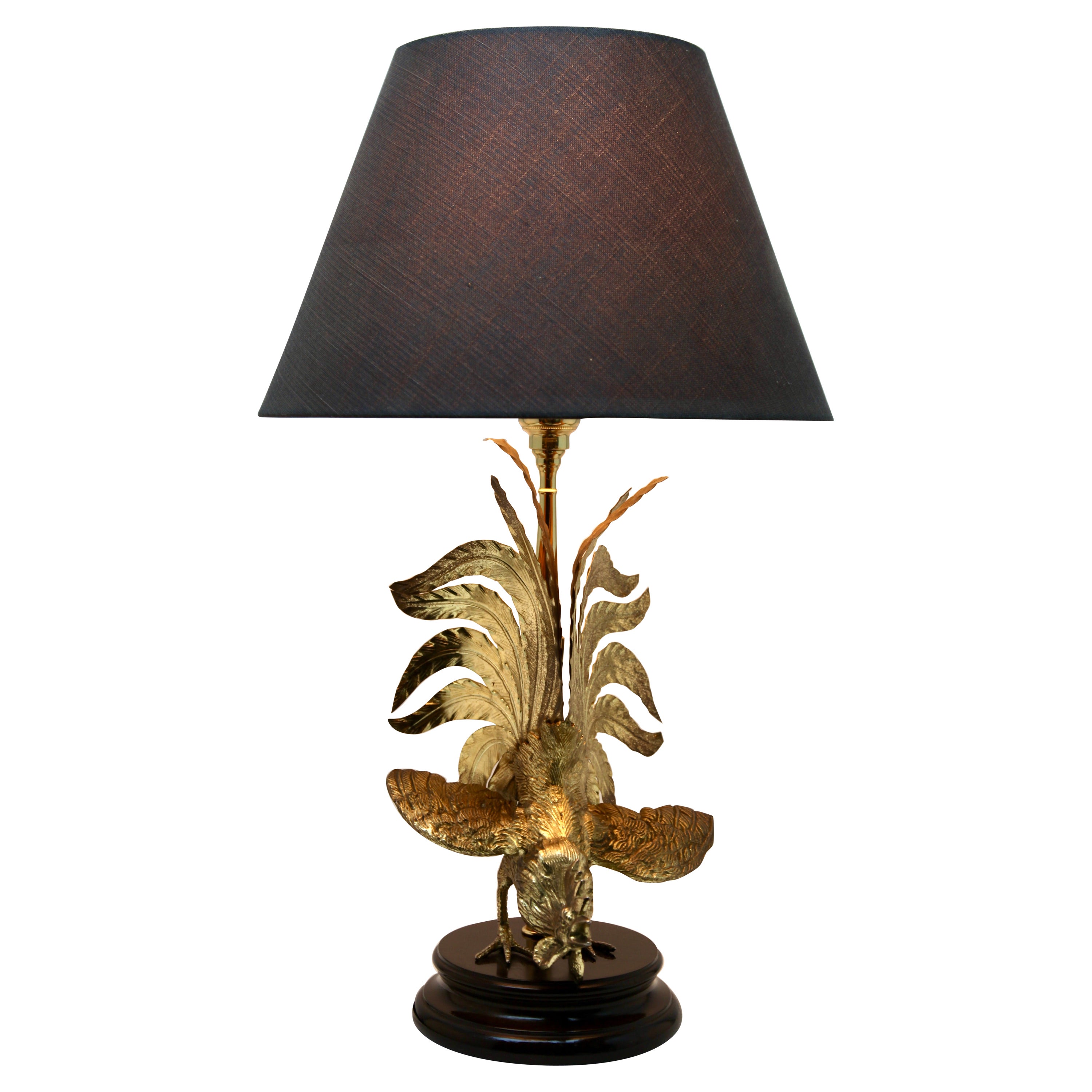 Hollywood Regency Sculptural Brass Cock Table Lamp Style of Maison Jansen For Sale