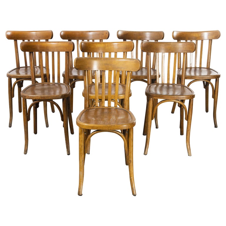1950's French Warm Oak Bentwood Dining Chairs, Set of Eight at 1stDibs