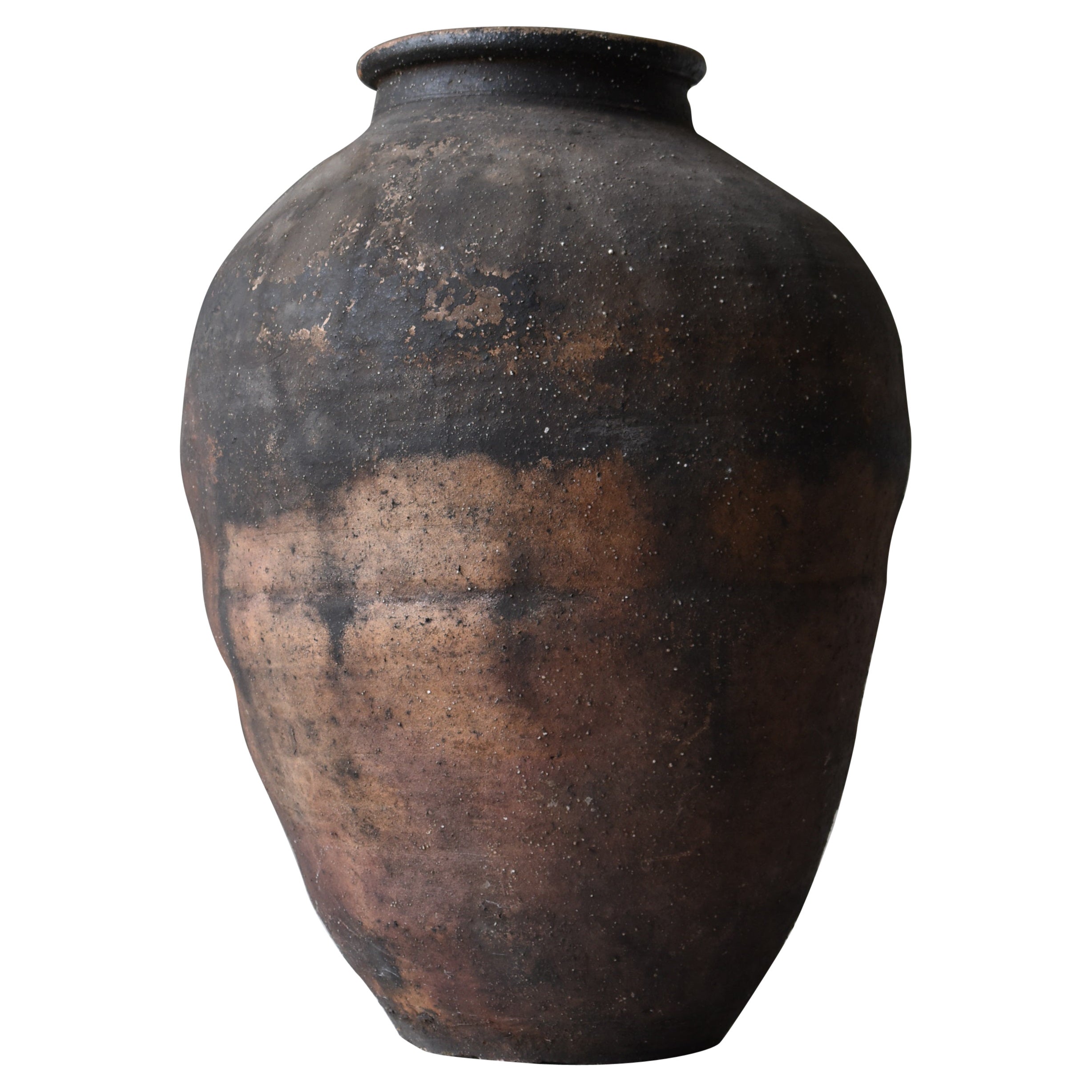 Japanese Antique Huge Pottery 1800s-1860s/Tsubo Flower Vase Vessel Wabisabi Art
