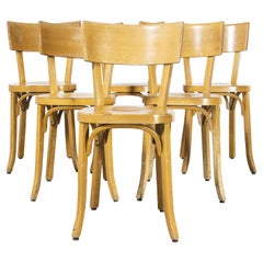 Vintage 1950's French Baumann Blonde Beech Bentwood Dining Chairs, Set of Six