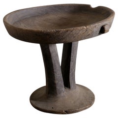 African Wooden Dish Coffee Side Table, Ethiopia Early 1900s