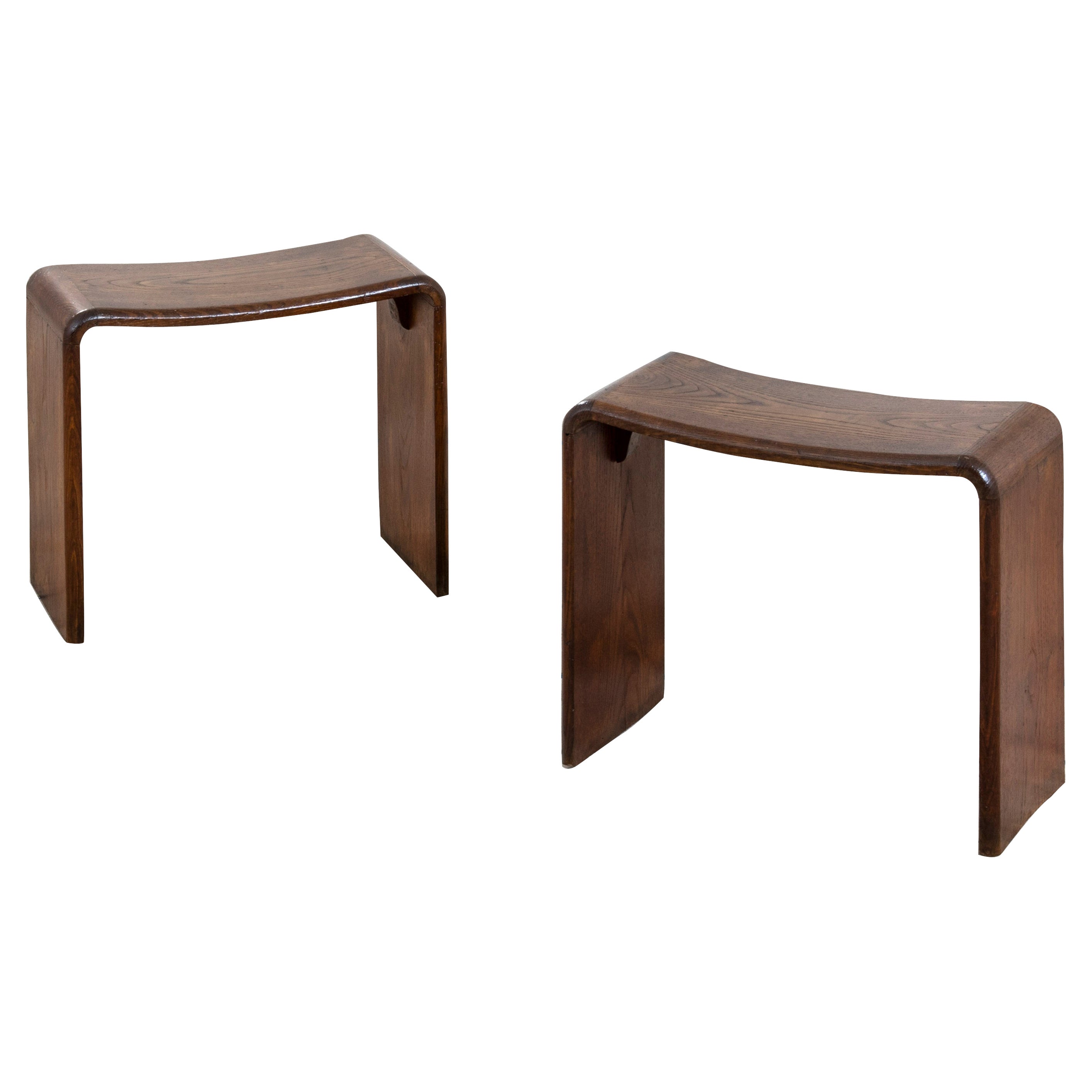 20th Century Guglielmo Ulrich in the Style of Couple of Wood Stools '50s