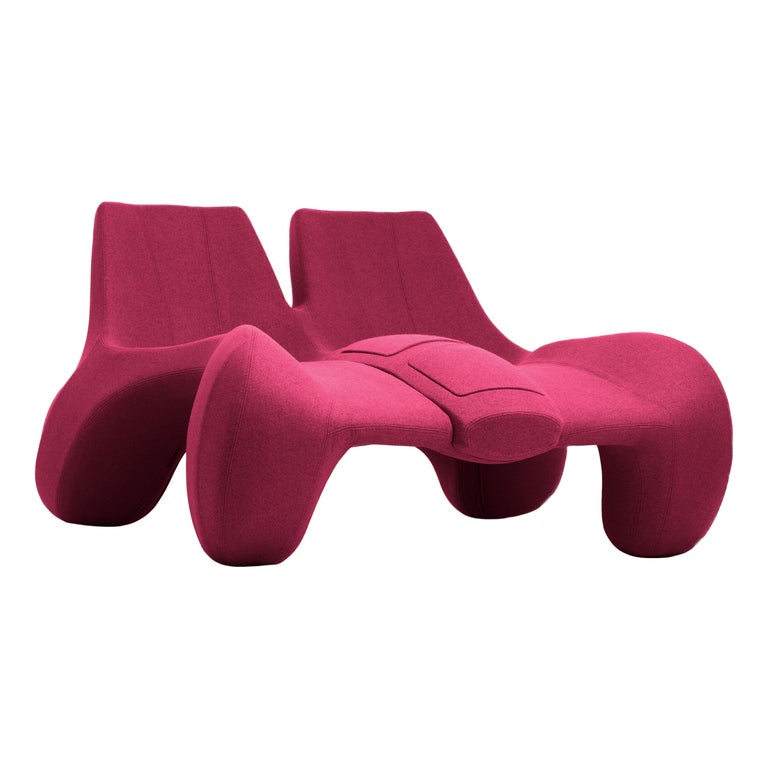 Claret Red Double Chaise Longue couch DC 112 wool, Colour 620 Divina  Melange 3 For Sale at 1stDibs