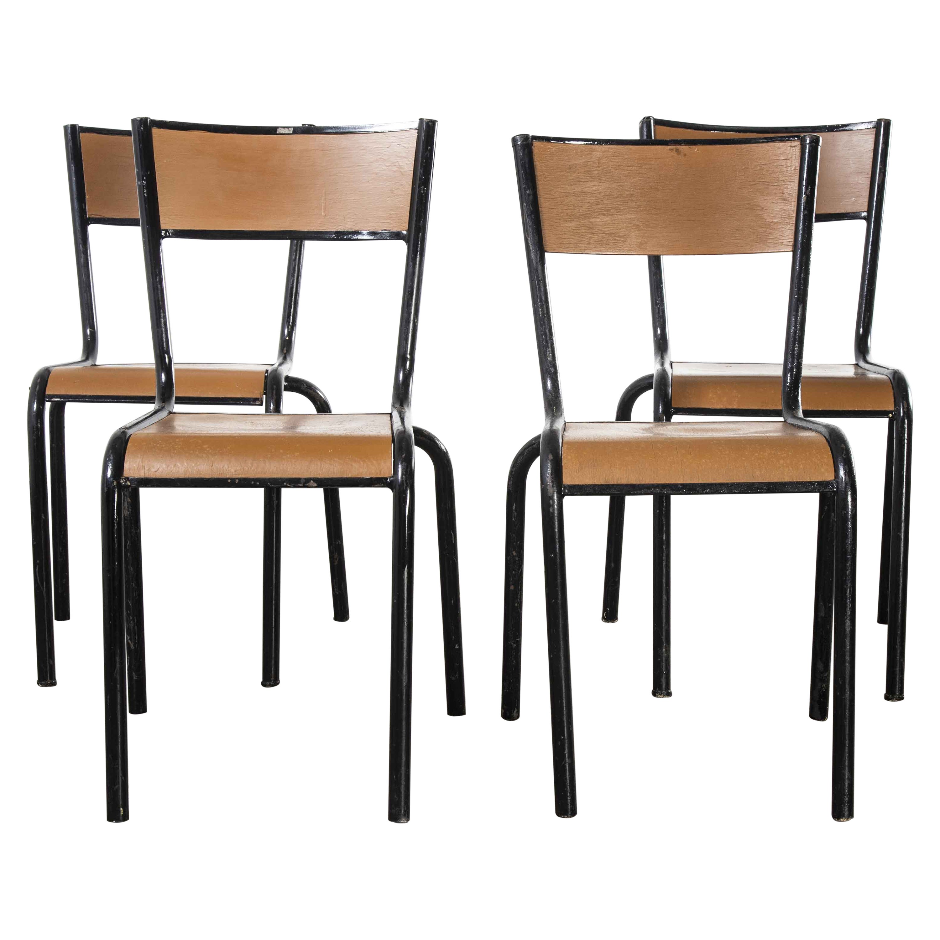 1950's Mullca Vintage Stacking School, Chairs, Brown Model 510 - Set Of Four For Sale