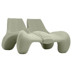 Green Double Chaise Longue couch DC 112 felt wool, Colour 917 Divina Melange 3