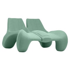 Green Double Chaise Longue couch DC 112 felt wool, Colour 937 Divina Melange 3