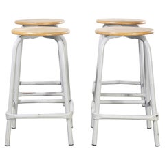 Vintage 1960's French Grey Laboratory Stools, Set of Four