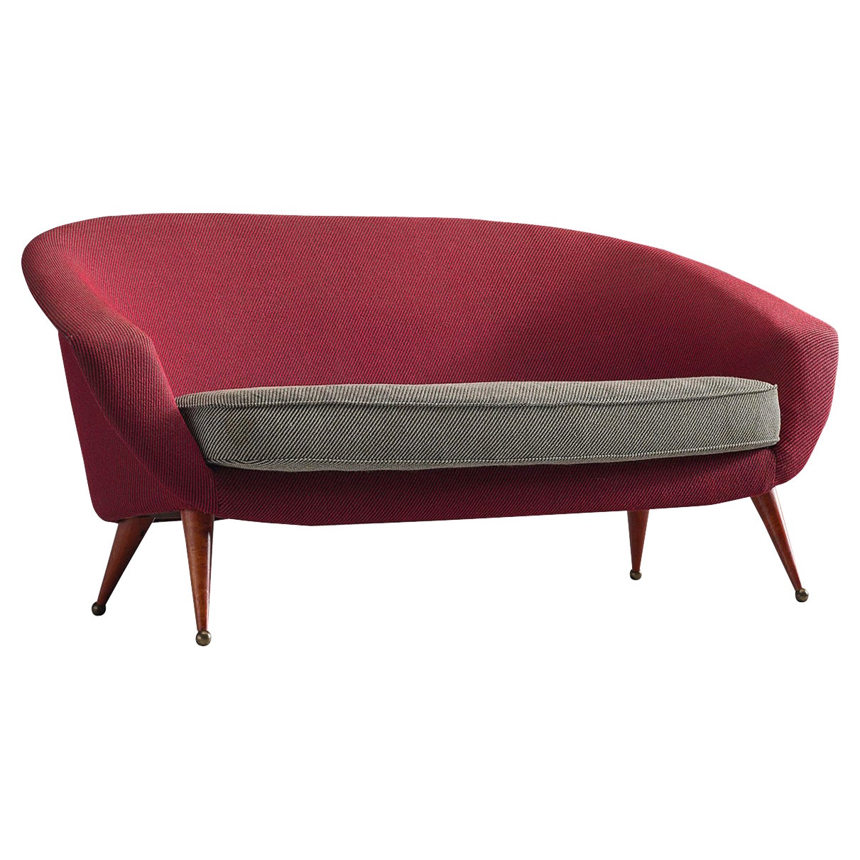 Folke Jansson Sofa „Tellus“ mit roter und grauer Polsterung