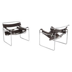 Pair of Wassily Model B3 Lounge Chairs by Marcel Breuer for Gavina, 1970s