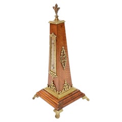 Thermometer Made of Oak Wood in the Shape of an Obelisk, France, 1860