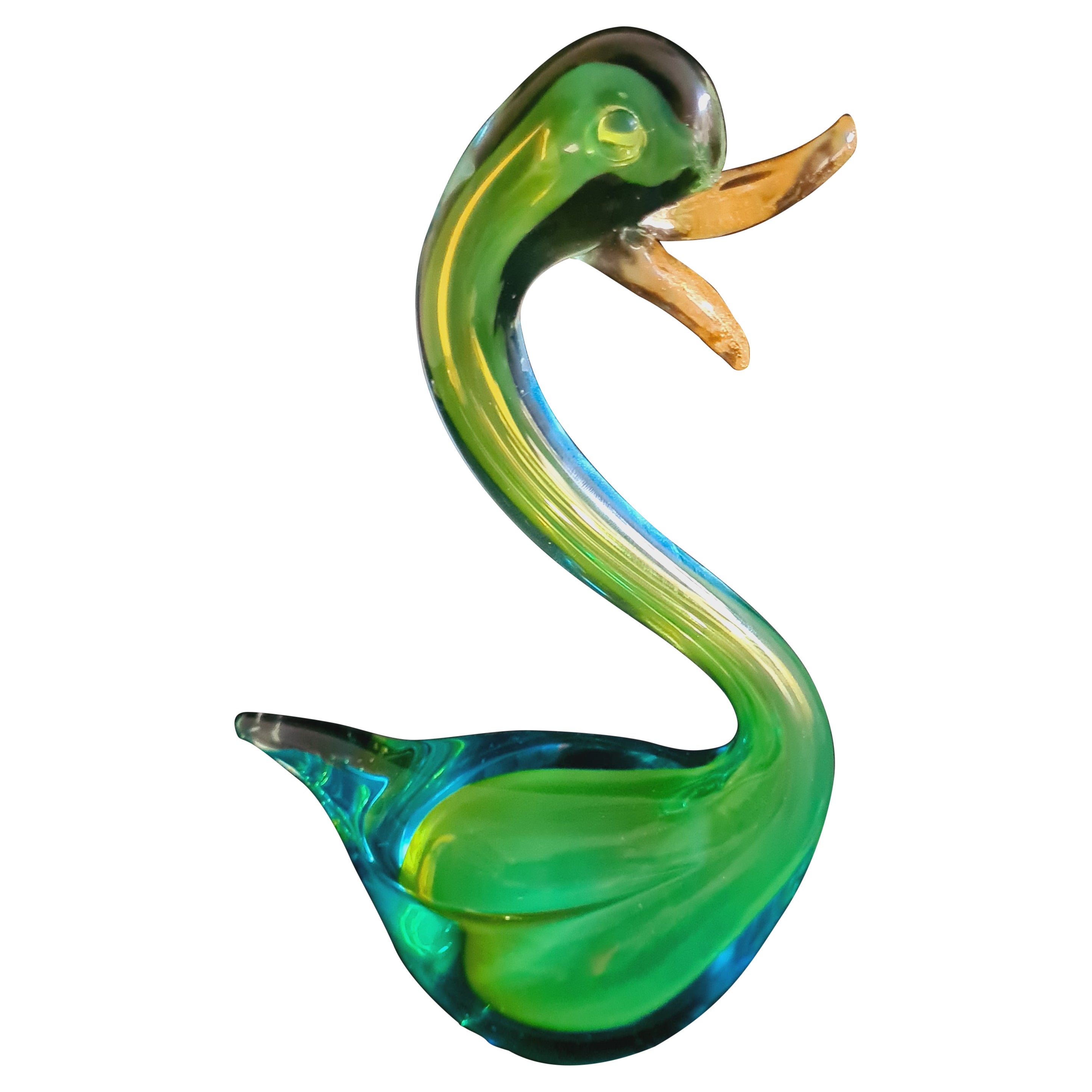 Vitange Murano Glass Sommerso Duck with Gold Leaf, Archimede Seguso For Sale