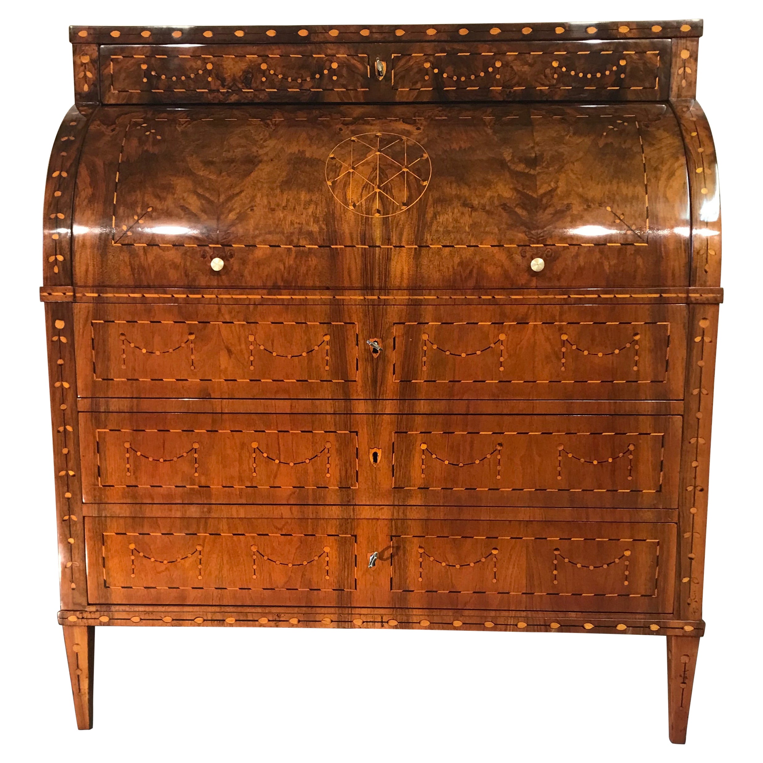 Louis XVI Cylinder Desk, South Germany, 1780 For Sale