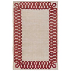 Ruffle Rouge Hand-Knotted 10'x8' Rug in Wool and Silk By Martin Brudnizki