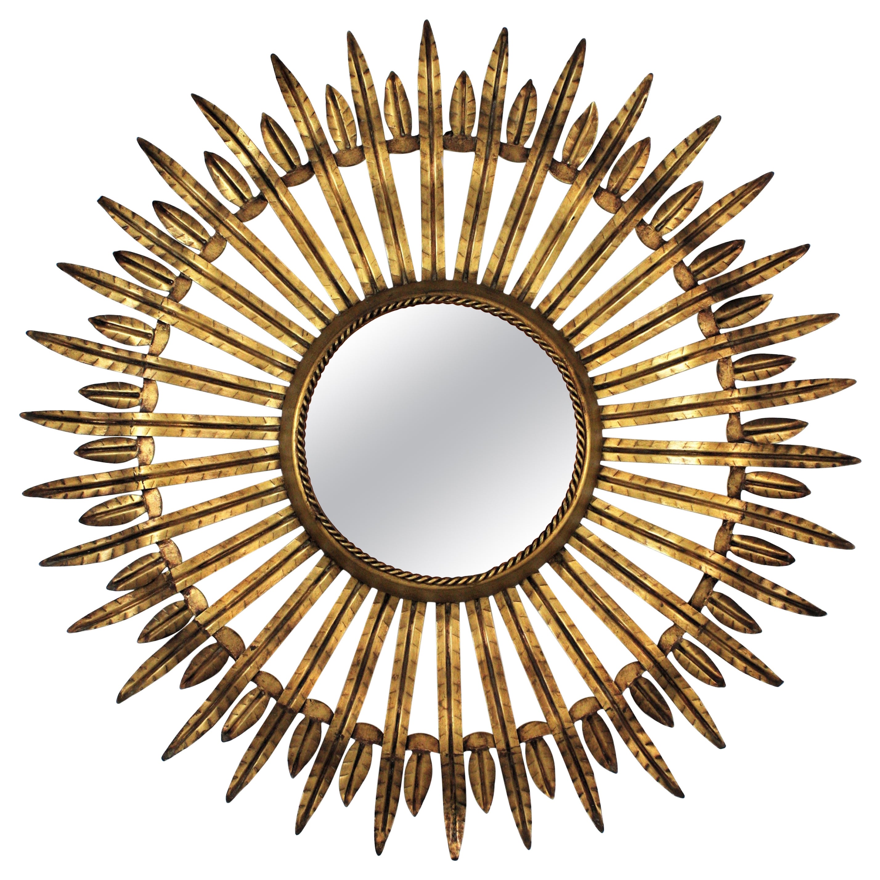 Sunburst Mirror in Gilt Iron, 1960s