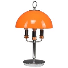 1970's Italian Orange Mushroom Shade Table Lamp
