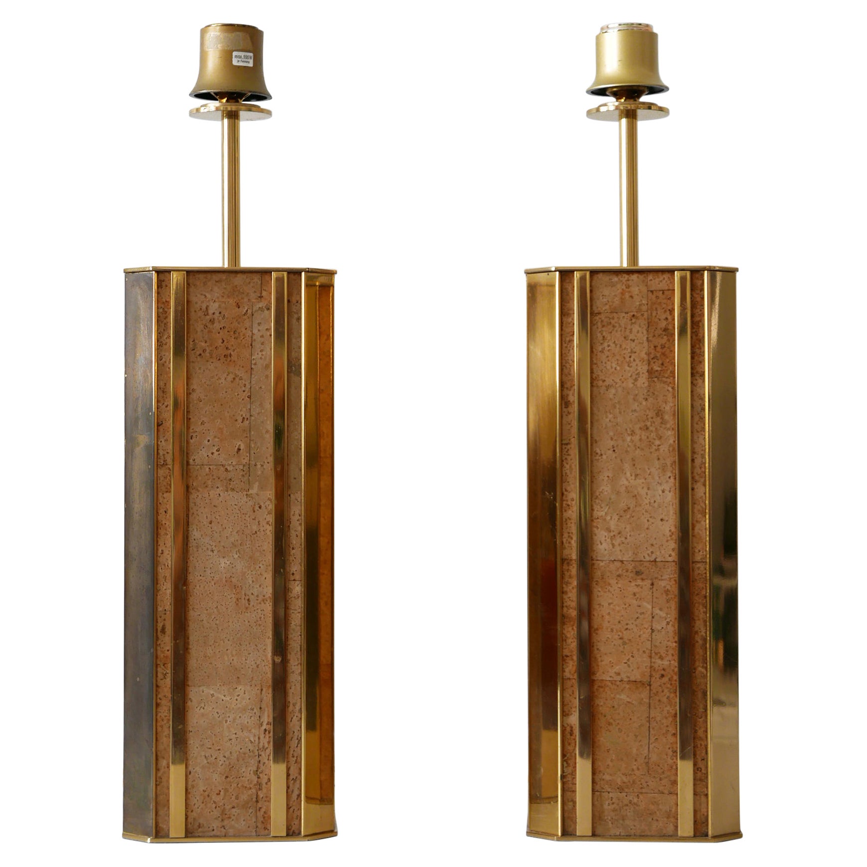 Set of Two Monumental Mid Century Table Lamps by Vereinigte Werkstätten Germany