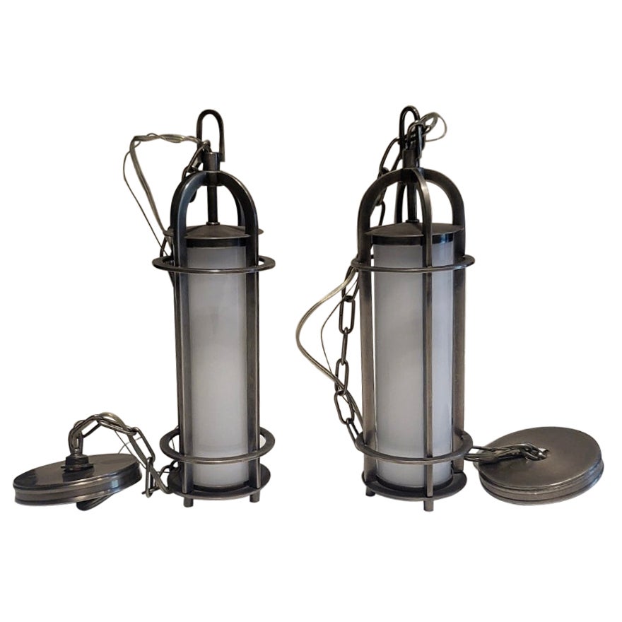 Pair of Modern Pendant Light Fixtures or Chandeliers For Sale