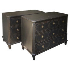 Pair of Black Neoclassical Style Chests
