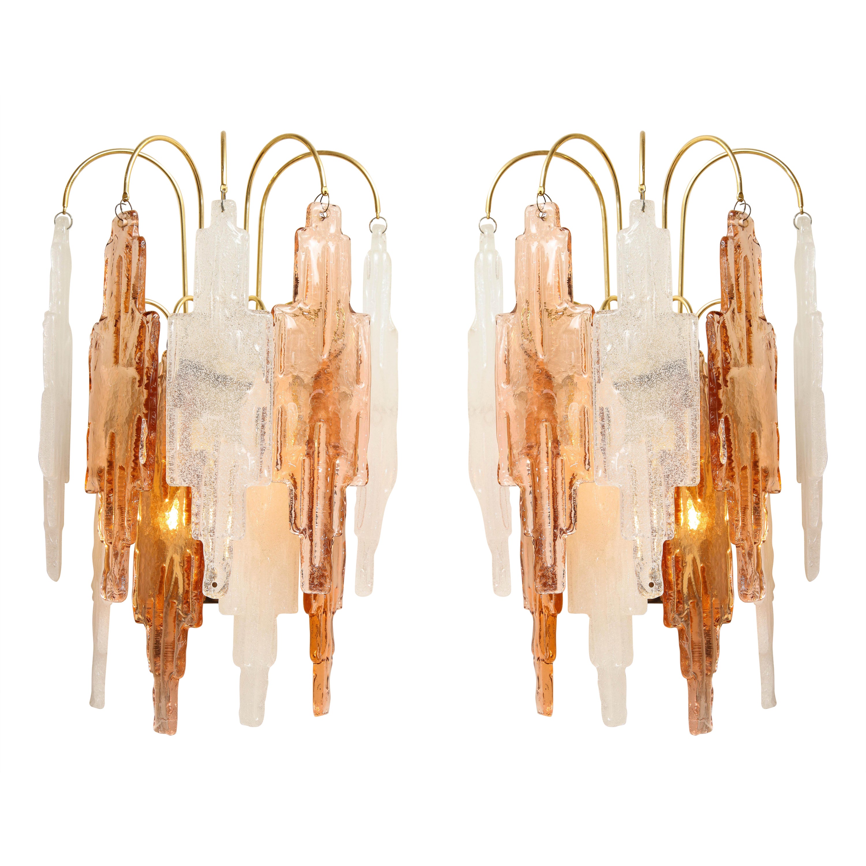 Albano Poli Pair of Mazzega Murano Deco Style Sconces For Sale