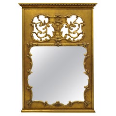 Vintage French Rococo Style Gold Gilt Wood Trumeau Large Wall Mirror
