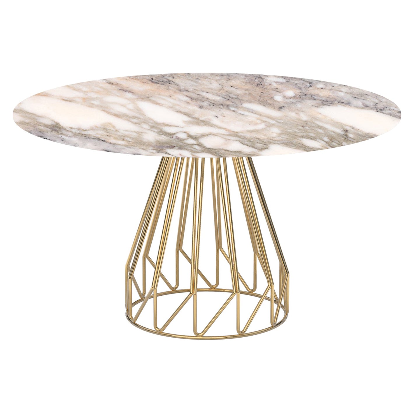Contemporary Minimalist Table Gold, Arabescato caldo Made in Italy by LapiegaWD