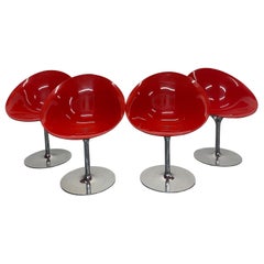 Philippe Starck Red “Eros” Chairs on Aluminum Bases for Kartell