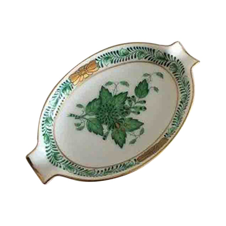 Herend Ungarsk Chinese Bouquet Green Spoon Holder Dish For Sale