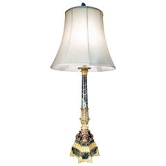 French 19th Century Neo-Classical Verde Antico Marble Lamp