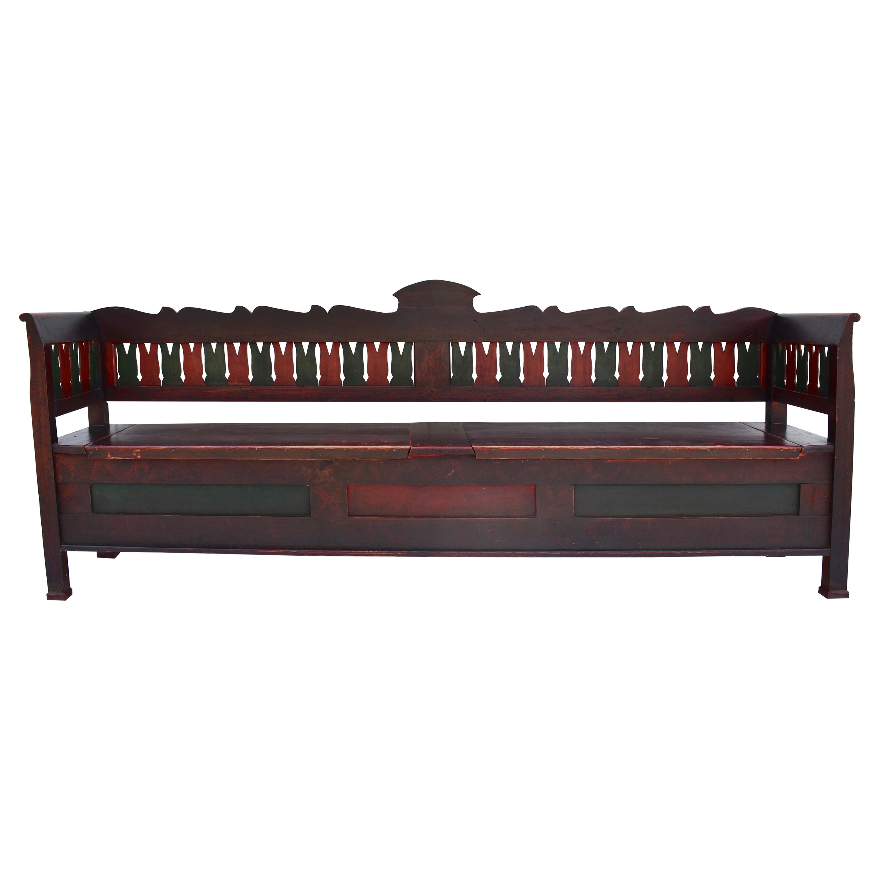 Massive Painted Pine Storage Bench