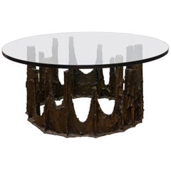 Paul Evans Signed Vintage Sculpted Bronze Stalagmite Cocktail Table