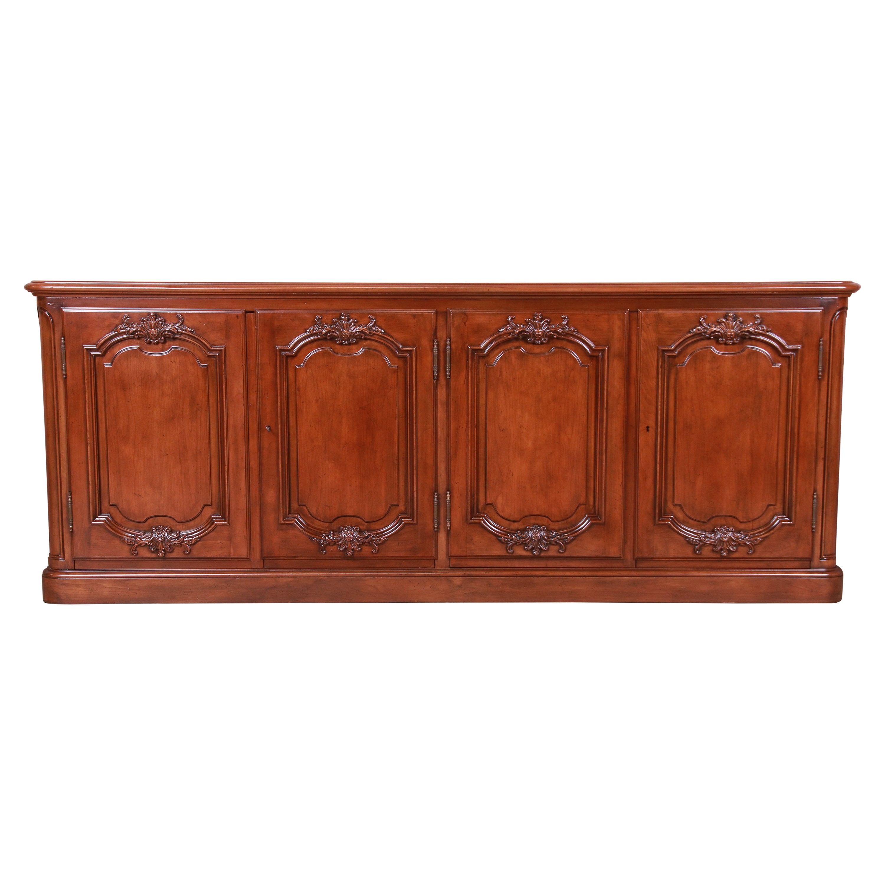 Baker Furniture French Country Walnut Sideboard Credenza, Newly Refinished