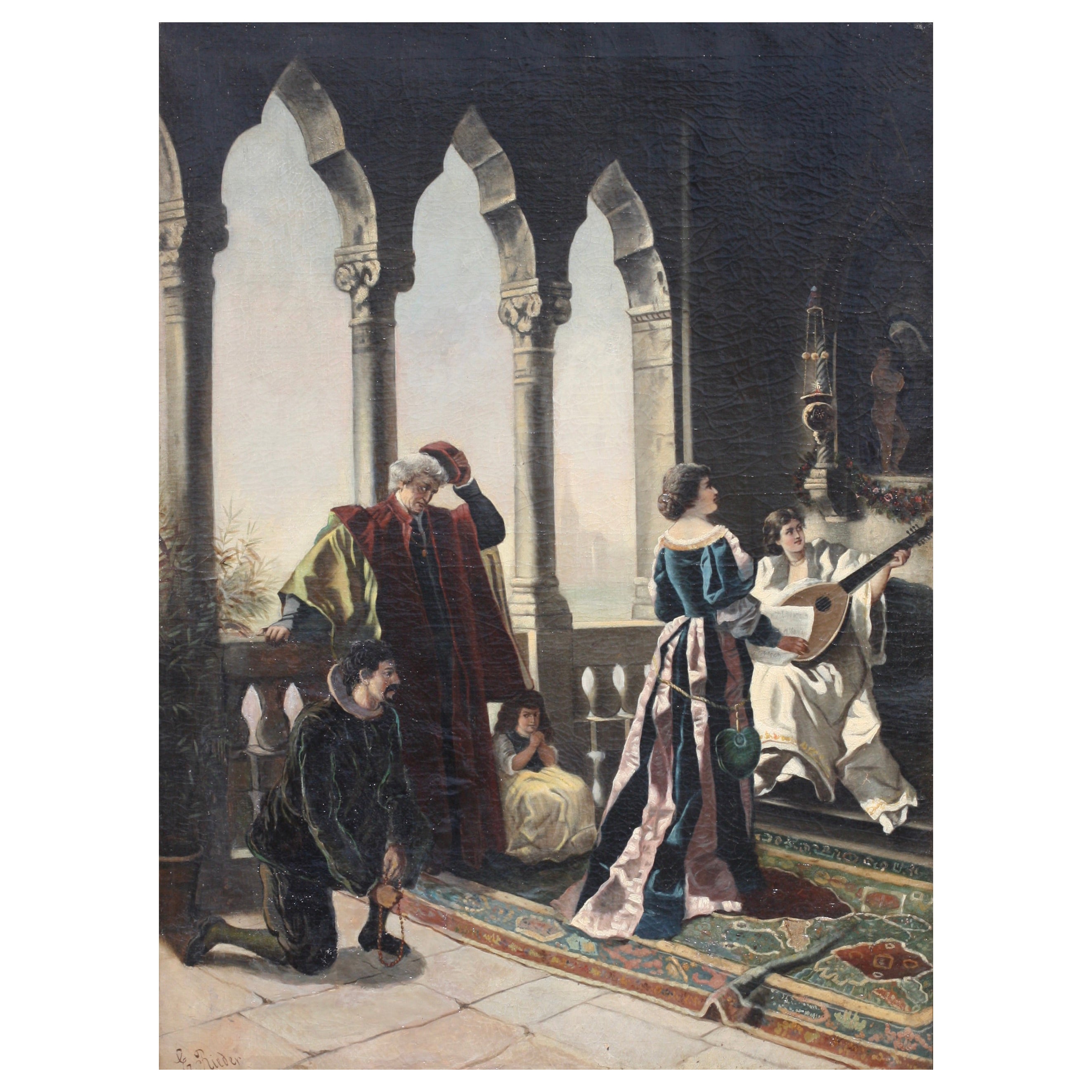 „spanische Loggia des 19. Jahrhunderts“, signiert E. Rieder