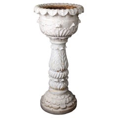 Marble Carved Jardiniere and Stand