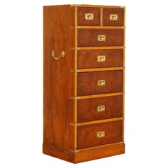 Remarkable Fully Restored Burr Yew & Brass Wood Military Campaign Tallboy