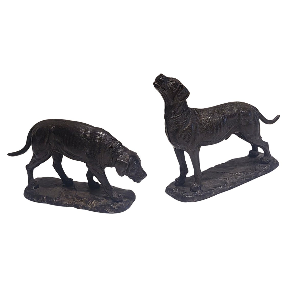 19th century Pair of Bronze Dogs